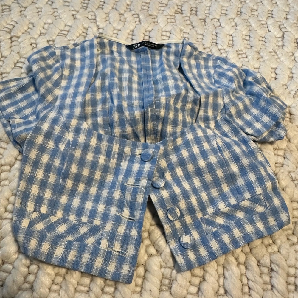 ZARA CHECKERED CROP TOP